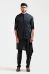 PAARSH_Black Tricot Embroidered Nehru Jacket_Online_at_Aza_Fashions
