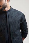 Shop_PAARSH_Black Tricot Embroidered Nehru Jacket_Online_at_Aza_Fashions
