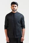 Buy_PAARSH_Black Tricot Embroidered Nehru Jacket_at_Aza_Fashions