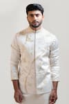 Buy_PAARSH_Beige Jacket Satin Kurta Satin Pant Embroidered Nehru And Set_Online_at_Aza_Fashions