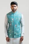 Buy_PAARSH_Blue Bam Silk Embroidered Nehru Jacket_at_Aza_Fashions