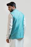 Shop_PAARSH_Blue Bam Silk Embroidered Nehru Jacket_at_Aza_Fashions