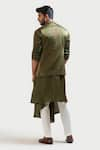 Shop_Paarsh_Green Linen Satin Embroidered Nehru Jacket _at_Aza_Fashions