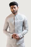 Buy_Paarsh_Beige Jacket: Satin; Kurta: Satin; Embroidered Nehru And Set For Men_Online_at_Aza_Fashions