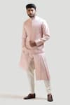 Buy_PAARSH_Beige Jacket Satin Kurta Cotton Pant Embroidered Nehru And Set_at_Aza_Fashions