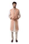 Buy_PAARSH_Pink Terrycot Long Nehru Jacket_Online_at_Aza_Fashions
