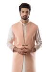Buy_PAARSH_Pink Terrycot Long Nehru Jacket_at_Aza_Fashions