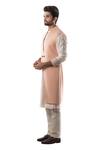 PAARSH_Pink Terrycot Long Nehru Jacket_Online_at_Aza_Fashions
