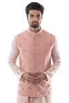 Buy_Paarsh_Pink Raw Silk Embroidered Bundi _at_Aza_Fashions