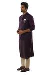 PAARSH_Purple Bemberg Silk, Terrycot Embroidered Bundi And Kurta Set_Online_at_Aza_Fashions