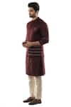 PAARSH_Maroon Cotton , Satin Embroidered Bundi And Kurta Set _Online_at_Aza_Fashions