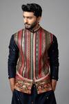 Shop_Paarsh_Blue Viscose Chikankari Bundi And Kurta Set For Men_Online_at_Aza_Fashions