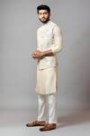 Paarsh_White Bam Silk Embroidered Bundi And Kurta Set_Online_at_Aza_Fashions