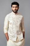 Buy_Paarsh_White Bam Silk Embroidered Bundi And Kurta Set_Online_at_Aza_Fashions