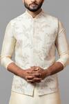 Shop_Paarsh_White Bam Silk Embroidered Bundi And Kurta Set_Online_at_Aza_Fashions