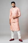 Shop_Paarsh_Pink Raw Silk Embroidered Bundi _at_Aza_Fashions