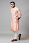 Paarsh_Pink Raw Silk Embroidered Bundi _Online_at_Aza_Fashions