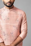 Paarsh_Pink Raw Silk Embroidered Bundi And Kurta Set _Online_at_Aza_Fashions