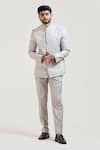 Buy_Paarsh_Grey Tricot Embroidered Bandhgala And Pant Set _at_Aza_Fashions