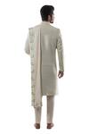 Shop_Smriti By Anju Agarwal_Green Raw Silk Embroidered Sherwani Set _at_Aza_Fashions