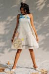 Buy_Purvi Doshi_White Handwoven And Handspun Cotton Hand Paint & Embroidery Animal Dress  _Online_at_Aza_Fashions