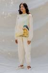 Purvi Doshi_White Handwoven And Handspun Cotton Animal Print High Hand Painted Top_Online_at_Aza_Fashions