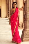 Buy_Swati Vijaivargie_Pink Viscose Modal Embroidered Saree With Blouse _at_Aza_Fashions