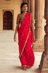 Swati Vijaivargie_Pink Viscose Modal Embroidered Saree With Blouse _Online_at_Aza_Fashions