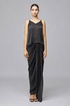 Amit Aggarwal_Black Chiffon Colorblock Cape With Inner_at_Aza_Fashions
