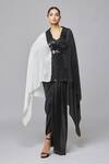 Shop_Amit Aggarwal_Black Chiffon Colorblock Cape With Inner_Online_at_Aza_Fashions