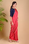 Shop_Dyelogue_Red Gajji Silk Bandhani Pre-draped Pant Saree  _Online_at_Aza_Fashions