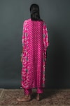 Shop_Sonam Luthria_Pink Crepe Print And Embroidery Patola Pattern Kaftan Kurta & Pant Set  _at_Aza_Fashions