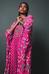 Sonam Luthria_Pink Crepe Print And Embroidery Patola Pattern Kaftan Kurta & Pant Set  _Online_at_Aza_Fashions