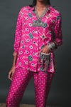 Shop_Sonam Luthria_Pink Crepe And Embroidery Patola Shirt Collar & Pant Set _Online_at_Aza_Fashions