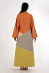 Shop_Madder Much_Multi Color Cotton Plain V Neck Paree Colorblock Kaftan Tunic _at_Aza_Fashions