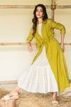 Buy_Vaani Beswal_White Handwoven Cotton Round Neck Pari Tiered Ruffle Dress _at_Aza_Fashions