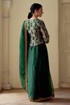 Shop_Mimamsaa_Green Satin Silk Brocade Woven Floral Scoop Neck Parivee Corset Blouse _at_Aza_Fashions