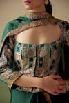 Buy_Mimamsaa_Green Satin Silk Brocade Woven Floral Scoop Neck Parivee Corset Blouse _Online_at_Aza_Fashions