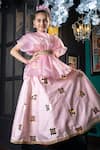 Buy_Hoity Moppet_Pink Silk, Organza, Satin Applique, Embroidery Pariza Anarkali And Top Set _at_Aza_Fashions