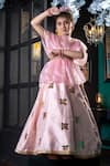 Hoity Moppet_Pink Silk, Organza, Satin Applique, Embroidery Pariza Anarkali And Top Set _Online_at_Aza_Fashions