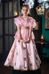 Buy_Hoity Moppet_Pink Silk, Organza, Satin Applique, Embroidery Pariza Anarkali And Top Set _Online_at_Aza_Fashions