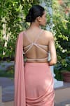 Shop_Parshya_Peach Viscose Crepe Lining Shantoon Pre-draped Skirt Saree With Blouse _at_Aza_Fashions