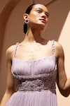 Buy_Parshya_Purple Viscose Chinon Lining Shantoon Floral Motifs Embroidered Pleated Gown _Online_at_Aza_Fashions