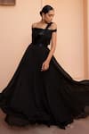 Buy_Parshya_Black Viscose Flat Chiffon Lining Shantoon Embellished Cutdana One Off Gown _at_Aza_Fashions