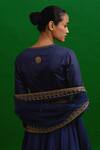 Shop_Nishar Ahmed_Blue Pure Habutai Silk Hand Embroidered Marori Plunge V Shabnam Border Blouse _Online_at_Aza_Fashions