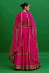 Shop_Nishar Ahmed_Pink Lehenga And Blouse Habutai Silk Dupatta Organza Embroidered Bridal Set _at_Aza_Fashions