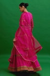 Nishar Ahmed_Pink Lehenga And Blouse Habutai Silk Dupatta Organza Embroidered Bridal Set _Online_at_Aza_Fashions