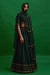 Nishar Ahmed_Emerald Green Pure Habutai Silk Hand Embroidered Marori Tabassum Floral Blouse _Online_at_Aza_Fashions