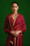 Nishar Ahmed_Maroon Habutai Silk Embroidered Zardozi Hand Saree _Online_at_Aza_Fashions