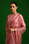 Nishar Ahmed_Pink Pure Habutai Silk Solid Closed Round Insha Plain Blouse _Online_at_Aza_Fashions